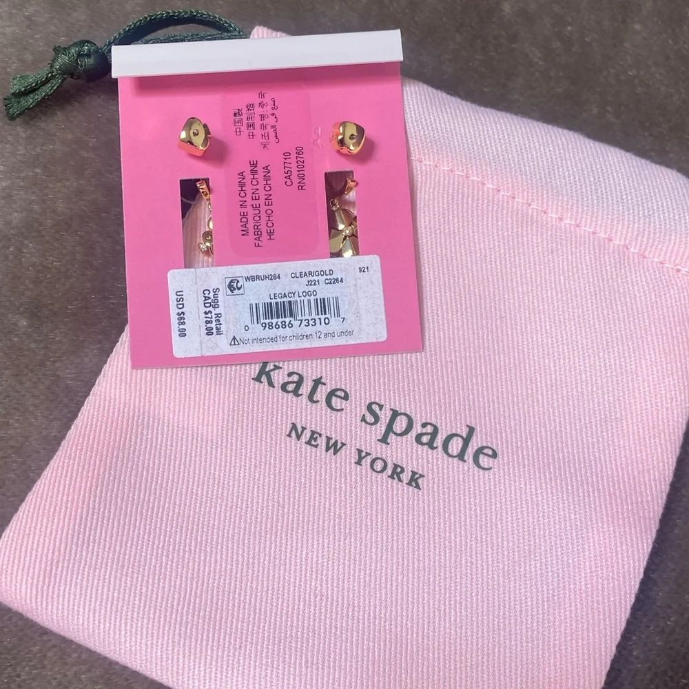 kate spade Gold and Clover Huggie Earrings